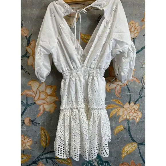 New MISA SEVEN DRESS IN COTTON EYELET MIX Size XS
